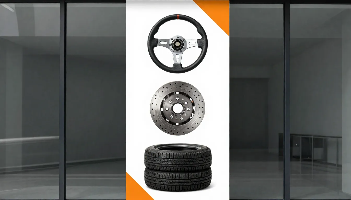 Vertical banner design for glass doors. A stack of three cir...