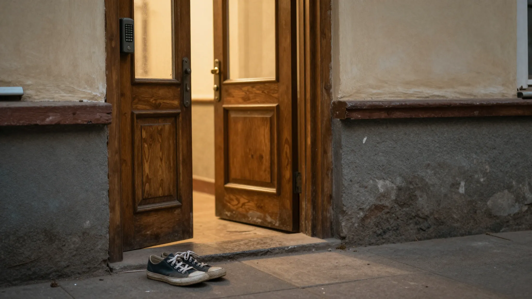 A nostalgic close-up of an old Soviet-style apartment buildi...