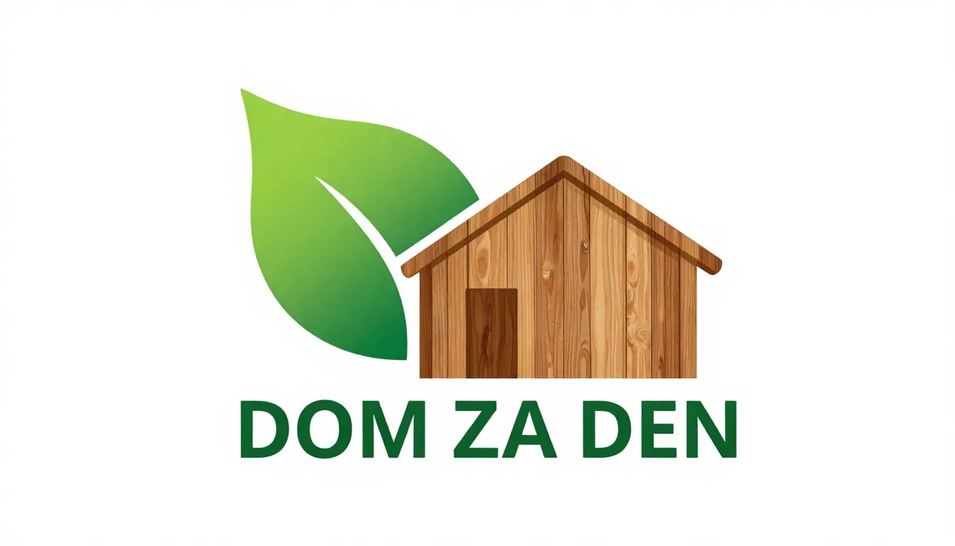 Logo for 'DOM ZA DEN', a stylized green leaf that transition...