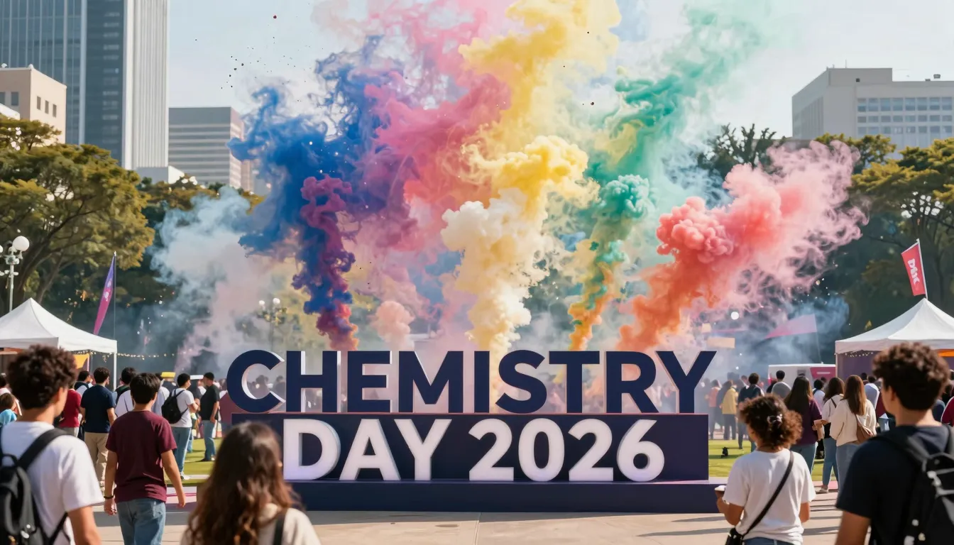 A festive city park celebration with colorful smoke effects ...