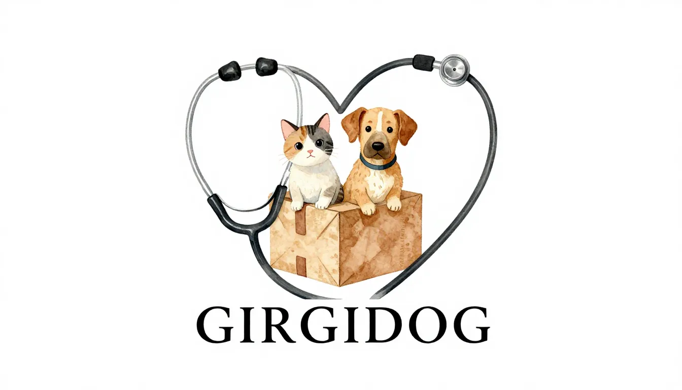 Creative logo for 'GIRGIDOG'. A veterinarian's stethoscope f...