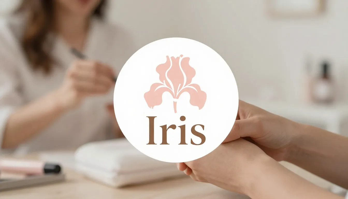 Elegant logo design for a manicure studio named 'Iris', mini...