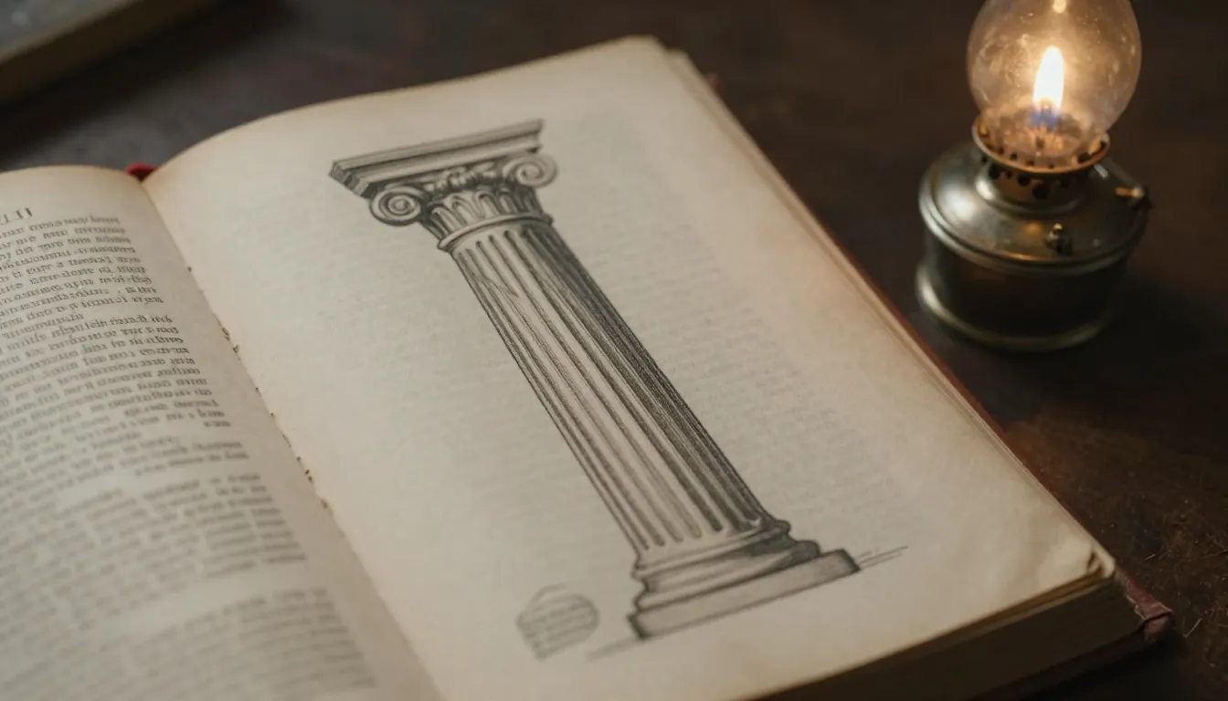 Close-up of an open ancient book with a detailed drawing of ...