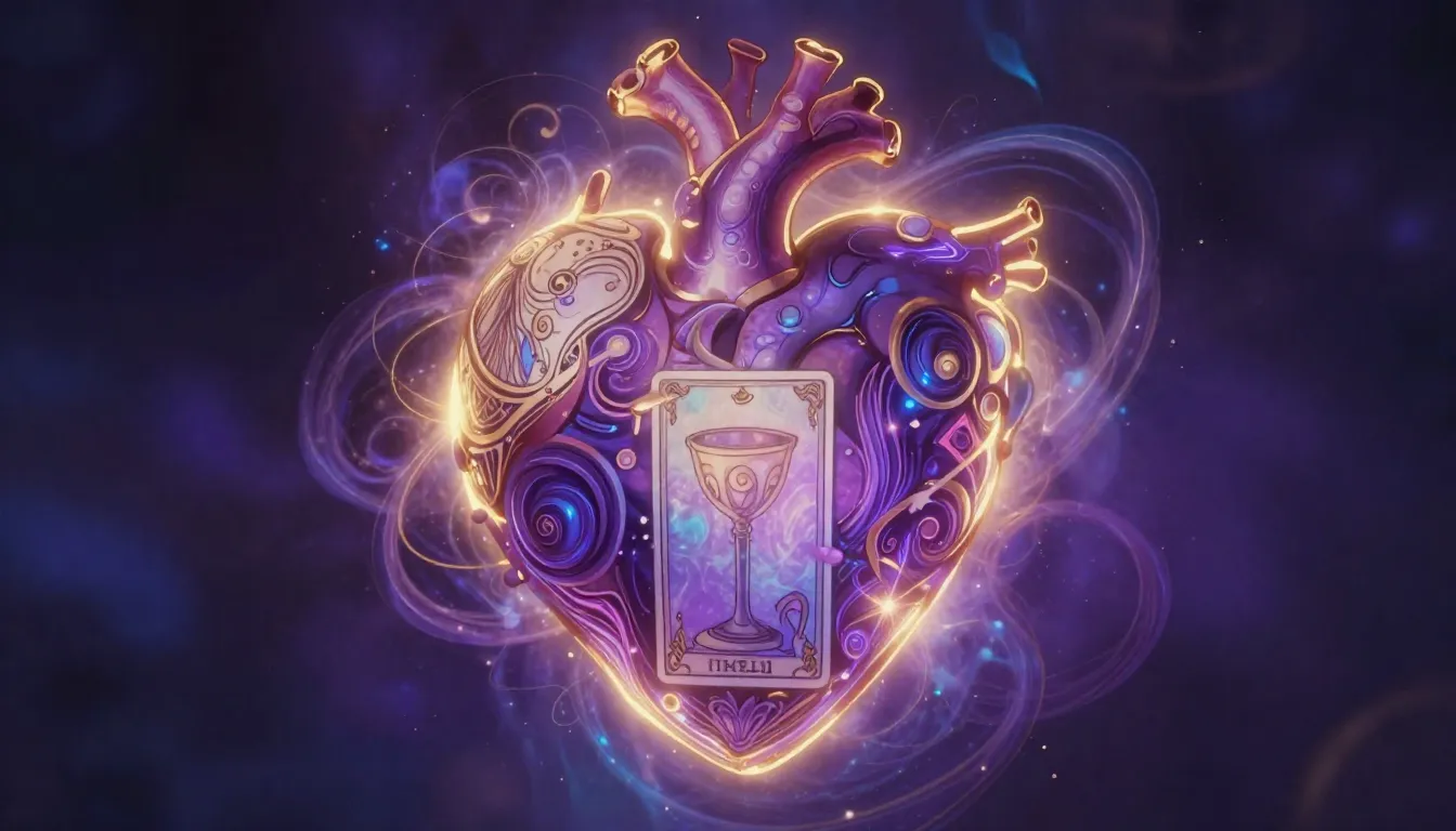 A mystical, glowing heart surrounded by intricate, swirling ...