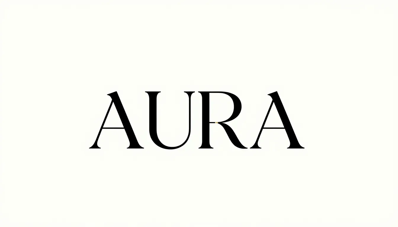 A minimalist and elegant logo for a brand named 'AURA', clea...