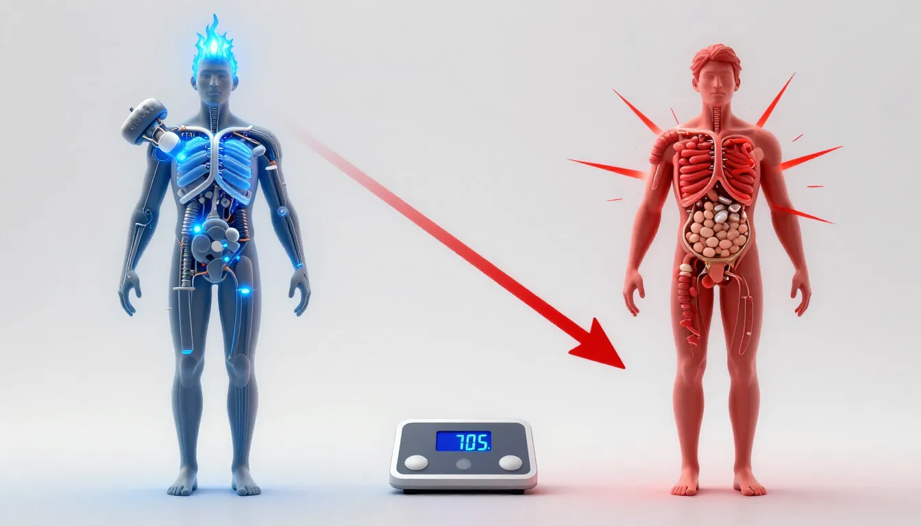 A conceptual illustration showing a human body as a complex ...