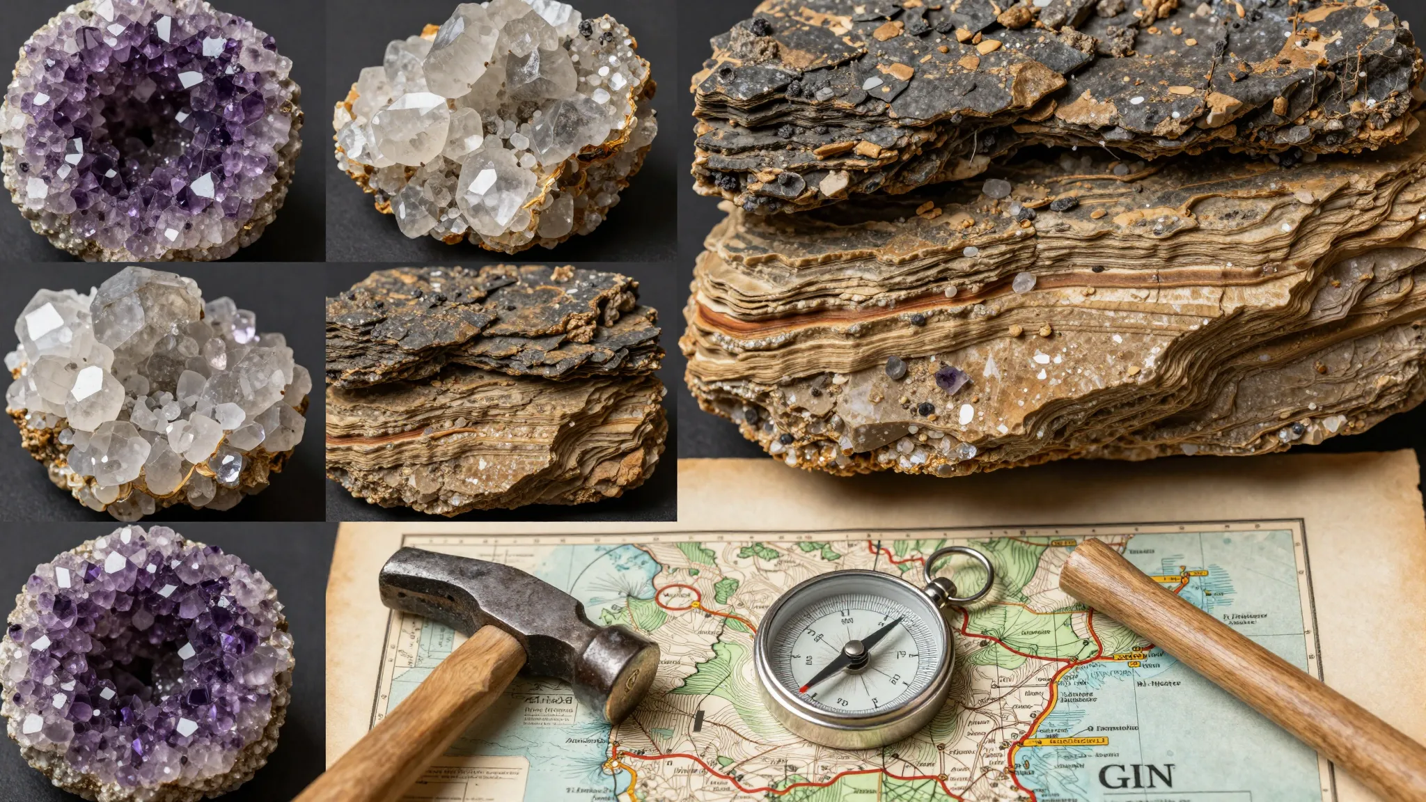 A professional geological collage. A mix of various elements...