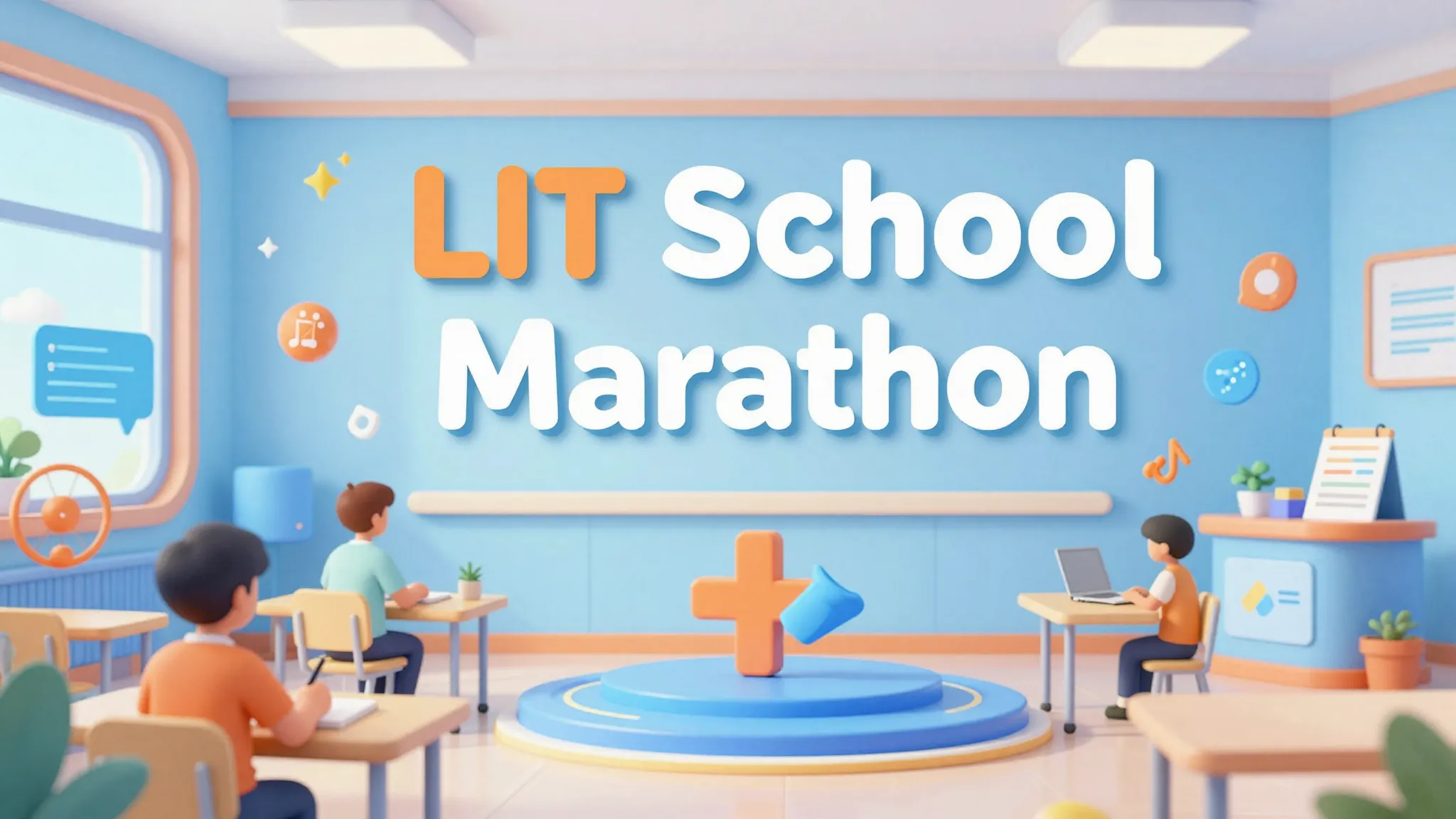 Vibrant infographic poster for 'LIT School Marathon', light ...