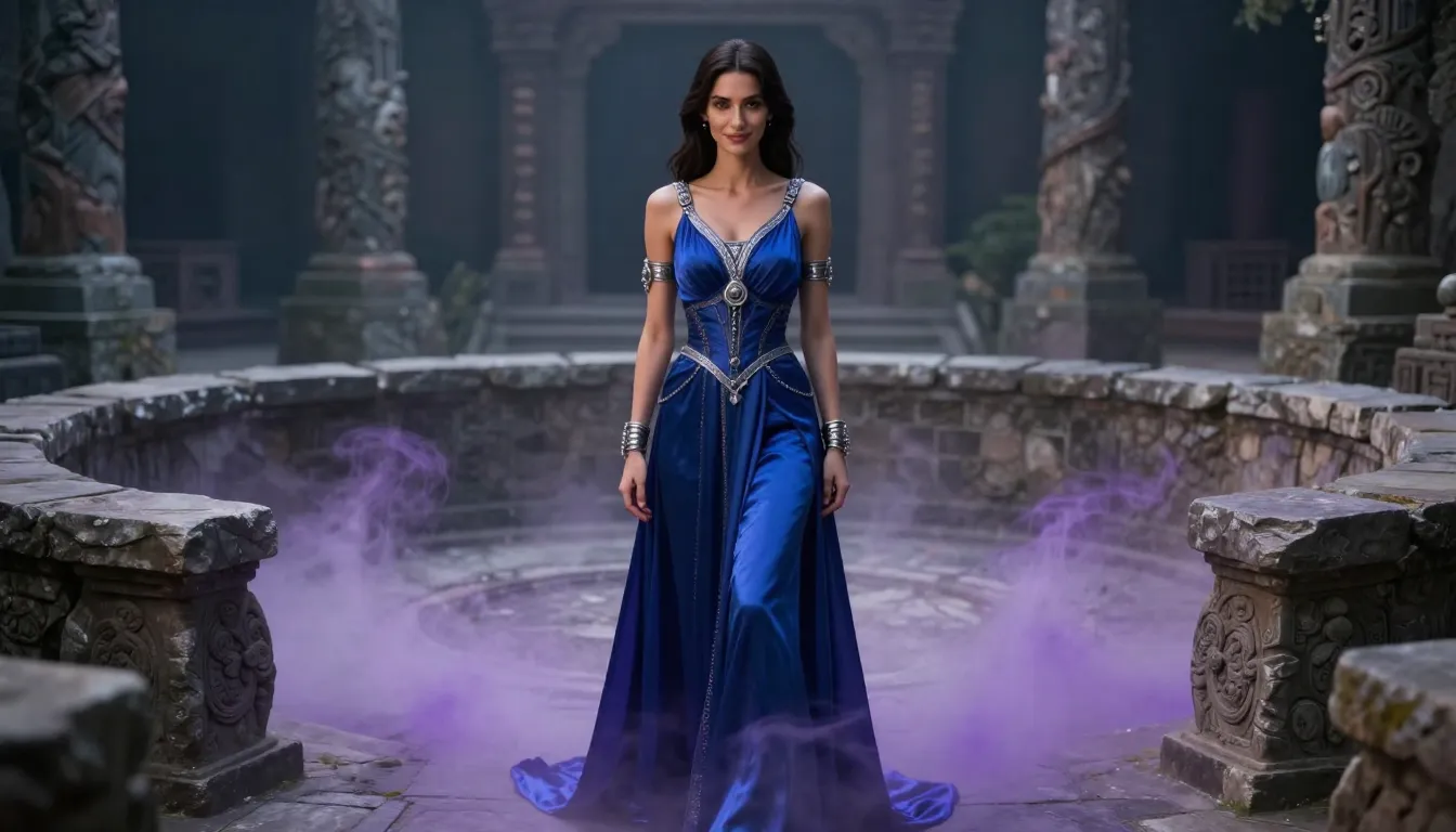 Full body shot of a beautiful slender woman with dark brown ...