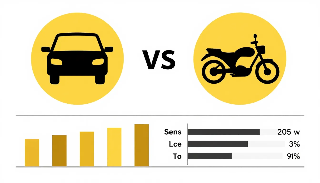 Infographic style visualization comparing a car icon and a m...