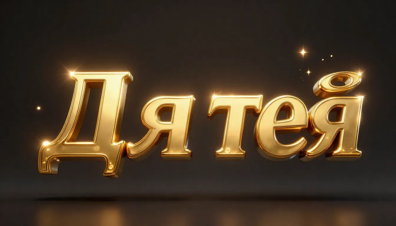 Bold 3D volumetric golden text 'Для тебя' in elegant Russian...
