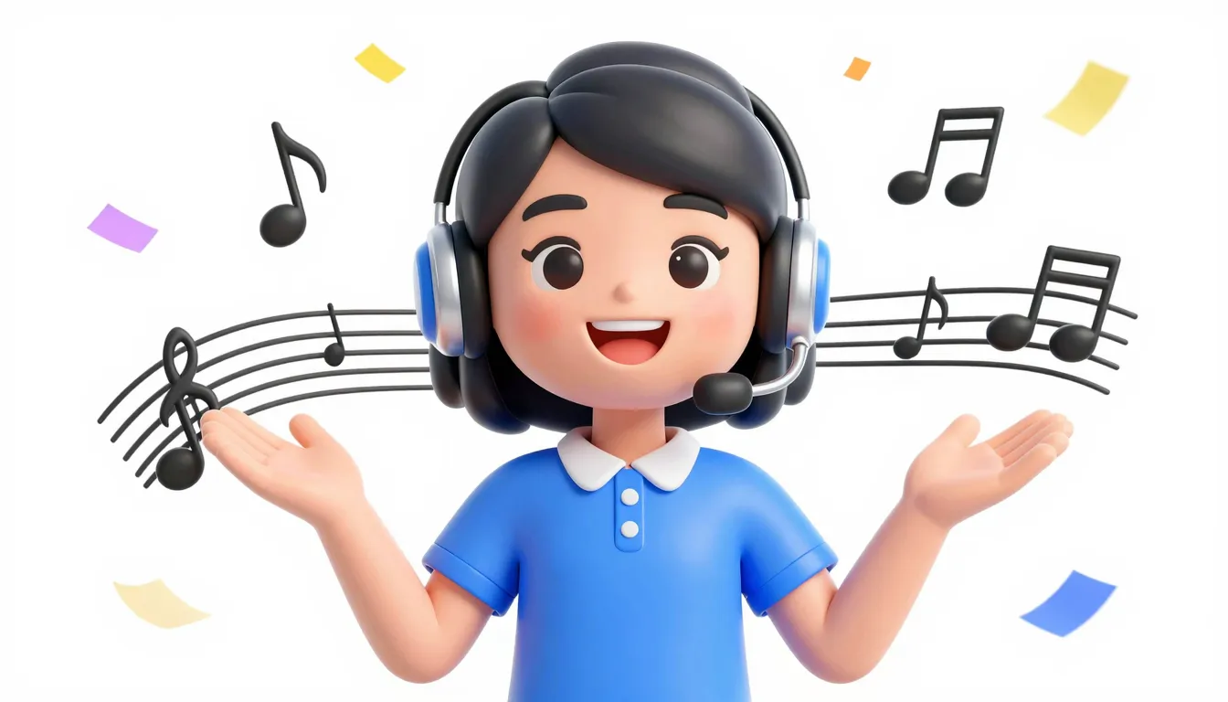 A happy female AI assistant character with a friendly smile,...
