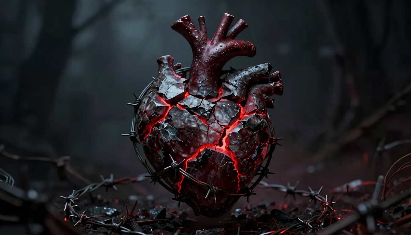 Gothic rock album cover, dark fantasy style, shattered stone...
