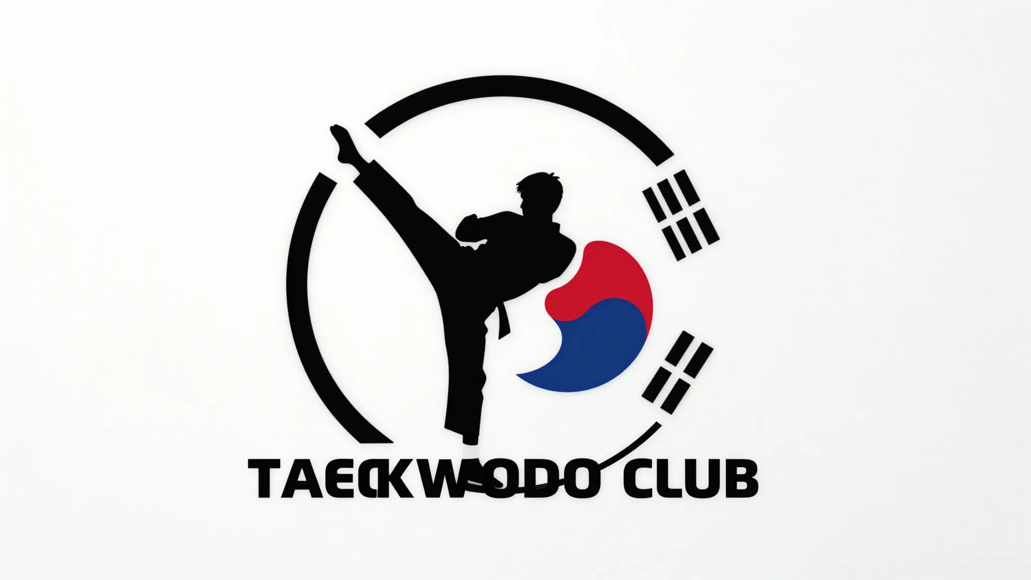 Modern minimalist logo for a Taekwondo club, featuring a sty...