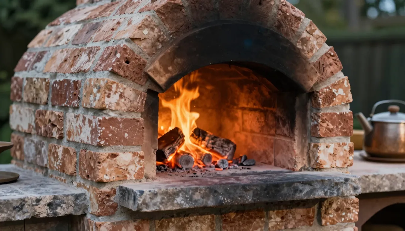 Detailed close-up of a masterfully crafted brick barbecue ov...