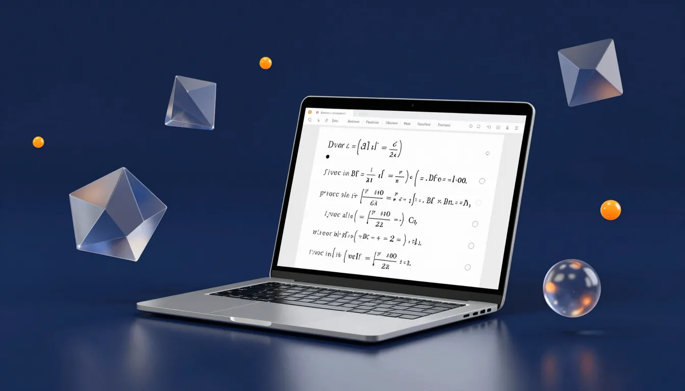High-quality 3D render of a modern workspace for a math stud...