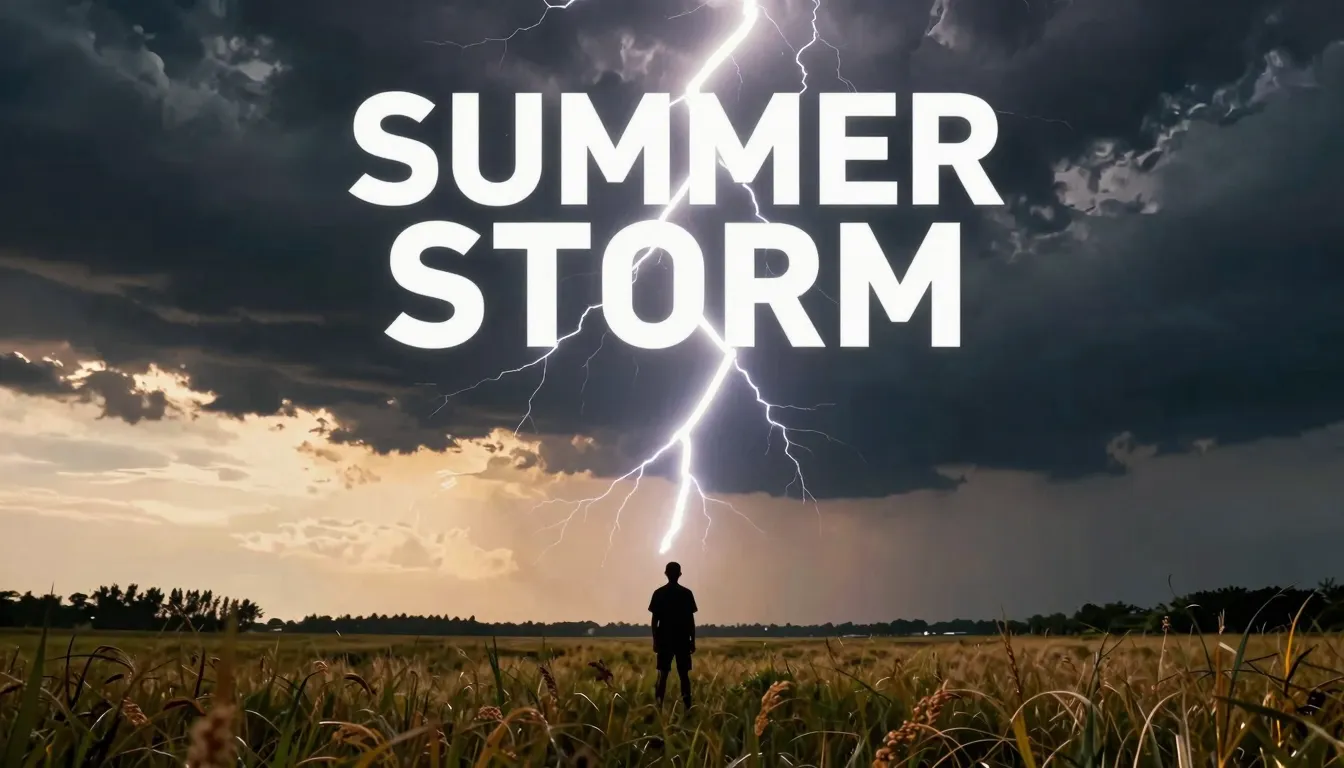 Professional music album cover, title 'SUMMER STORM' in bold...