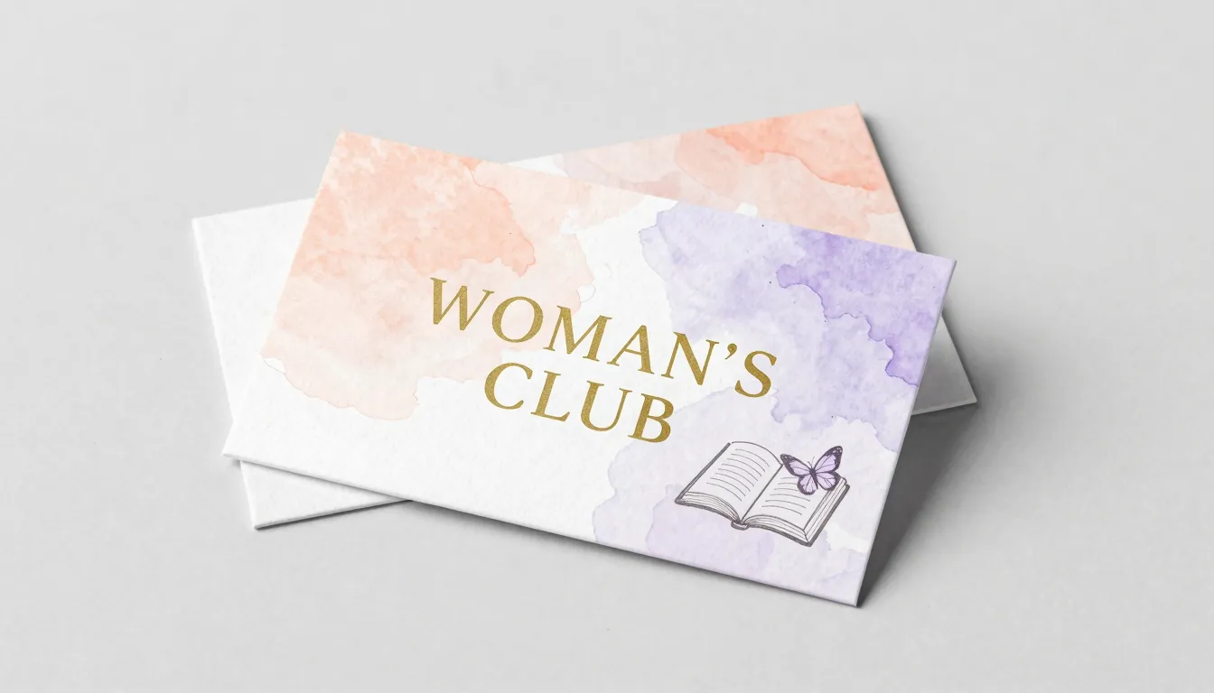 Feminine business card design, 'WOMAN'S CLUB' written in gol...