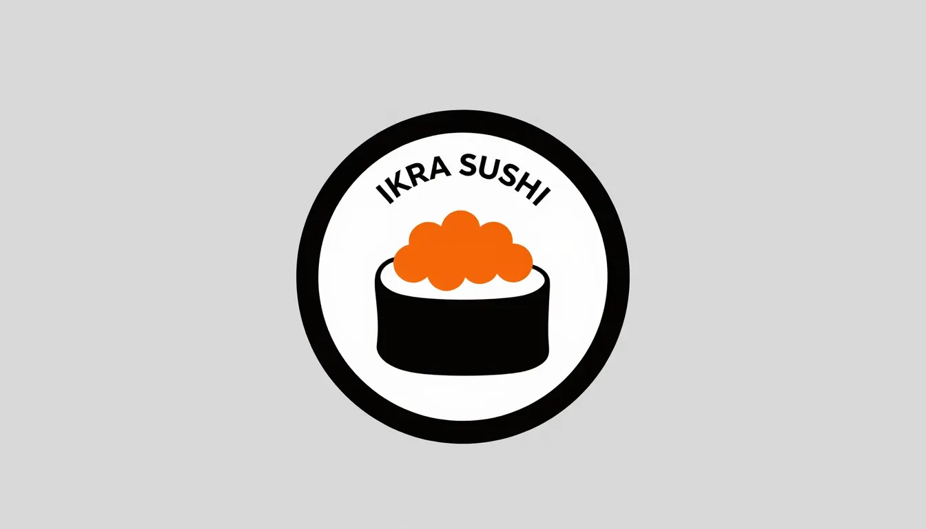 Modern professional logo for 'IKRA SUSHI', abstract circular...