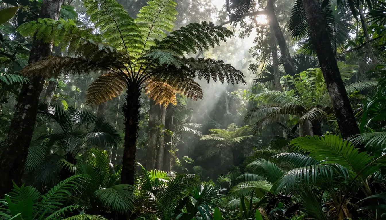 Ancient prehistoric Daintree Rainforest near Cairns, giant f...