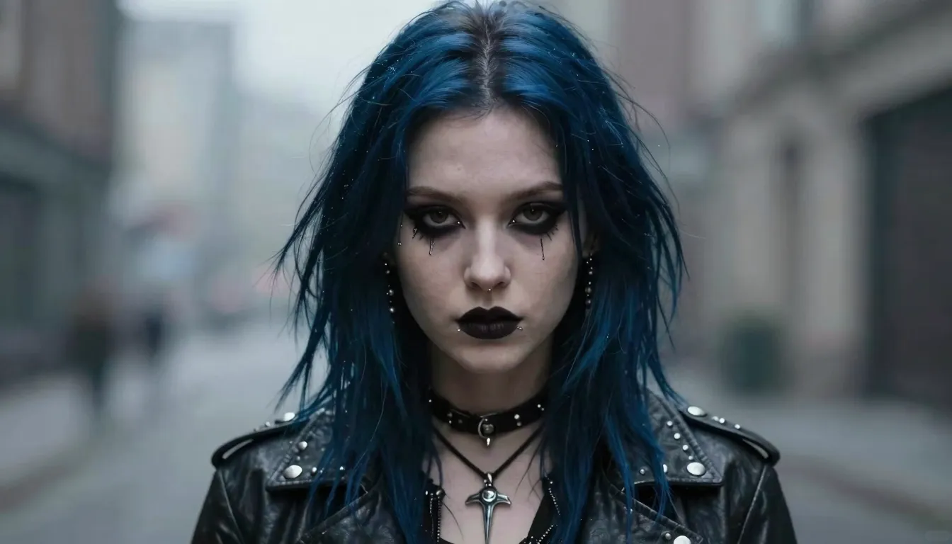 Portrait of a young Celtic girl with a gothic punk aesthetic...
