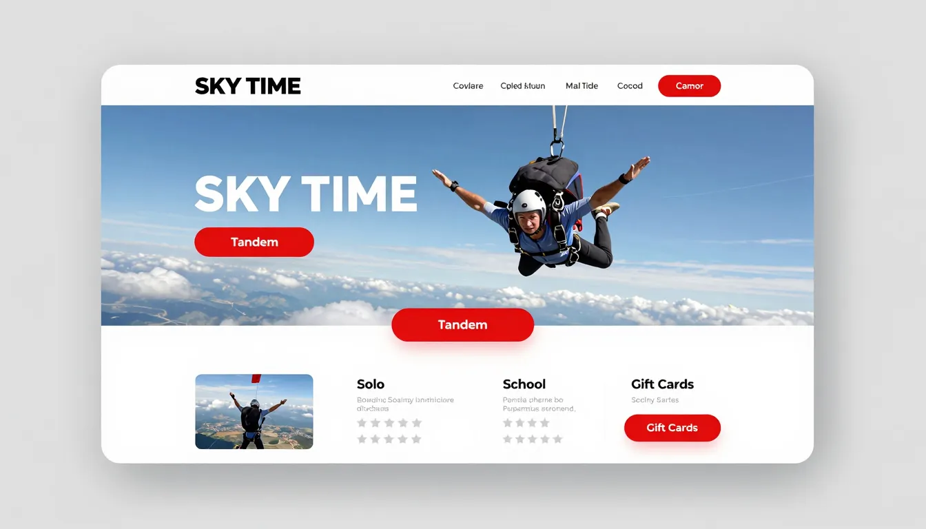 A professional website UI design for a skydiving service cal...