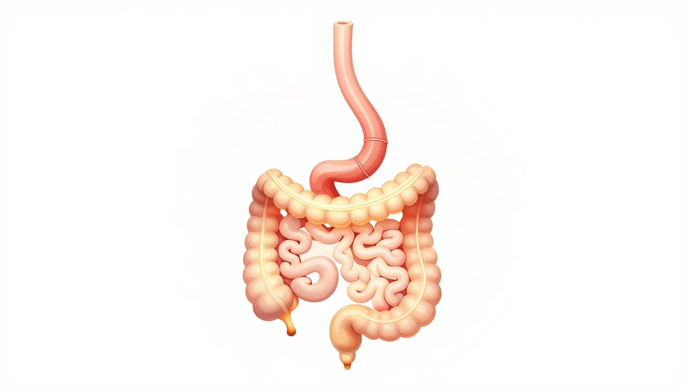 Minimalist illustration of a healthy digestive system, glowi...