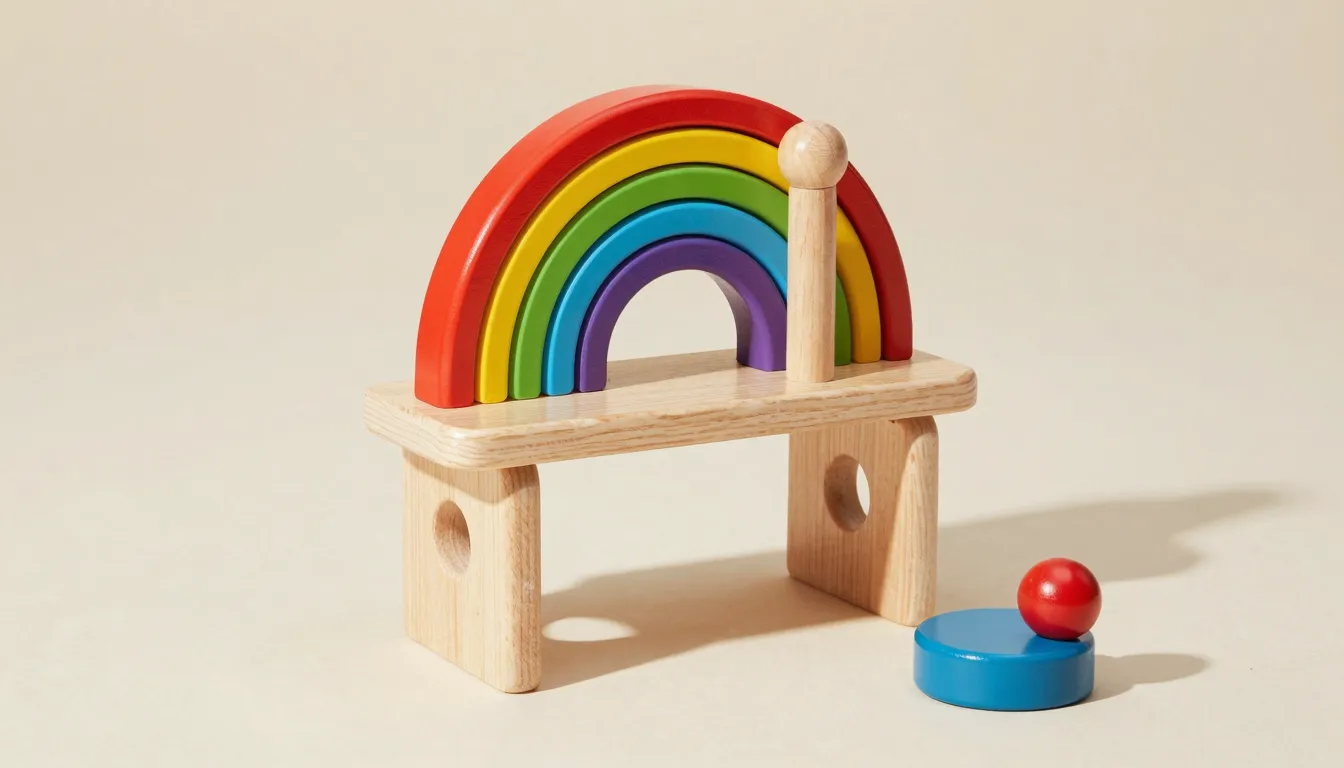 Commercial photography of a children's musical toy set, brig...