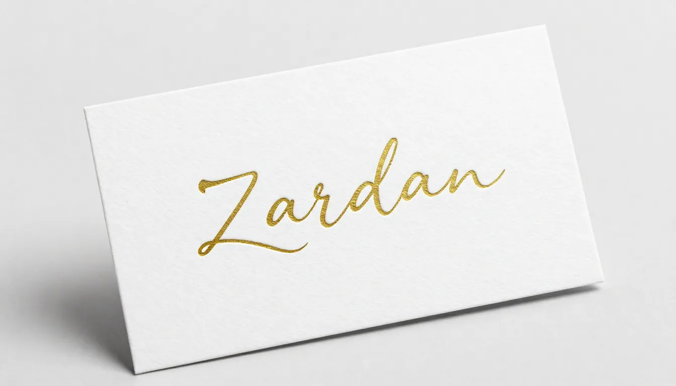 A minimalist business card with the word 'Zardan' written in...
