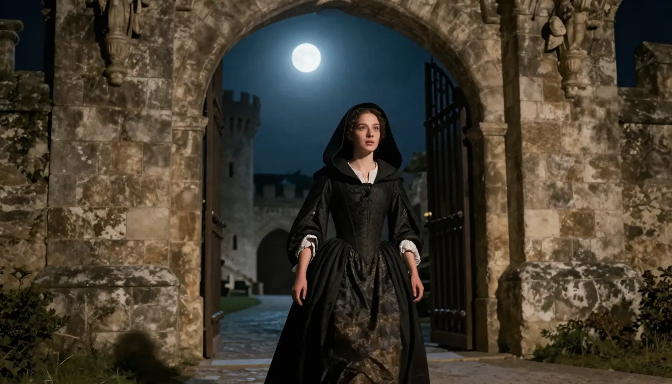 A young Spanish noblewoman in 16th century attire, wearing a...