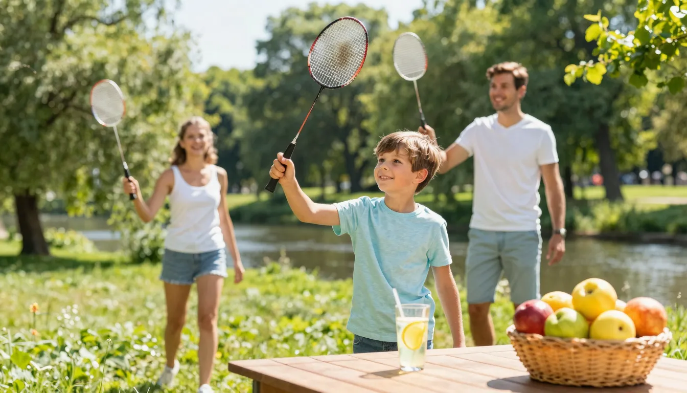 A happy Caucasian family with European features, including a...
