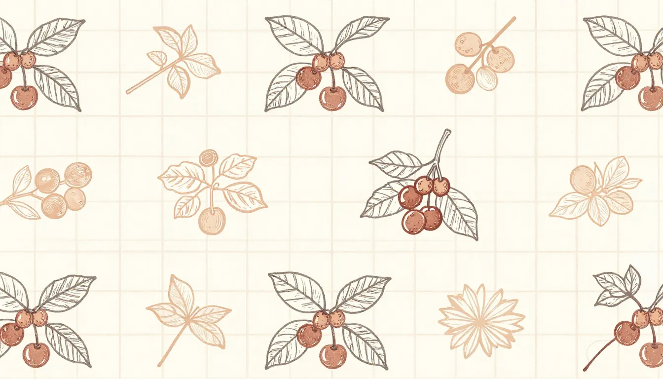 Indie style grid pattern for a coffee brand, minimalist hand...