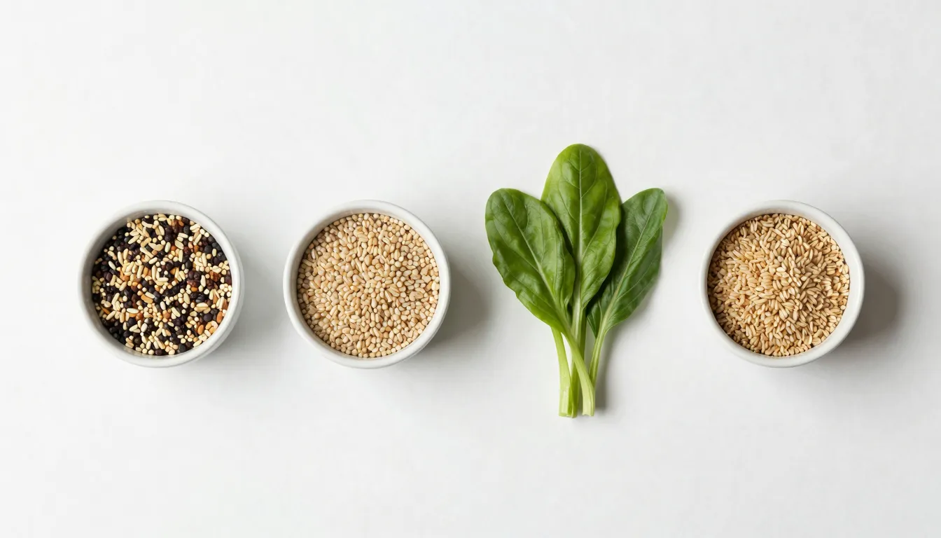 Minimalist composition of various healthy grains and green v...