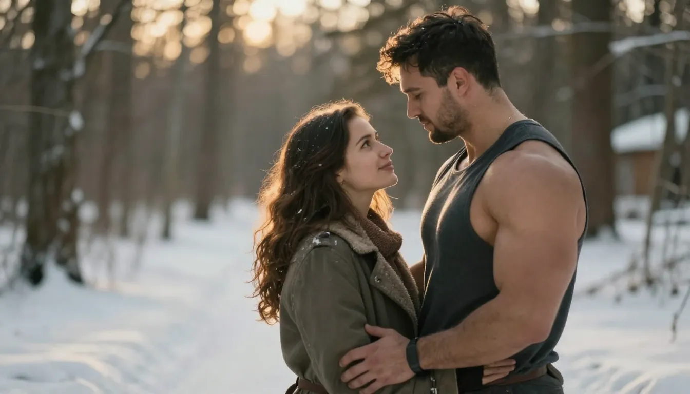 A romantic couple, a strong athletic man and a beautiful gen...