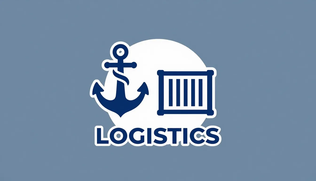 Minimalist logistics logo design, anchor and container icon,...