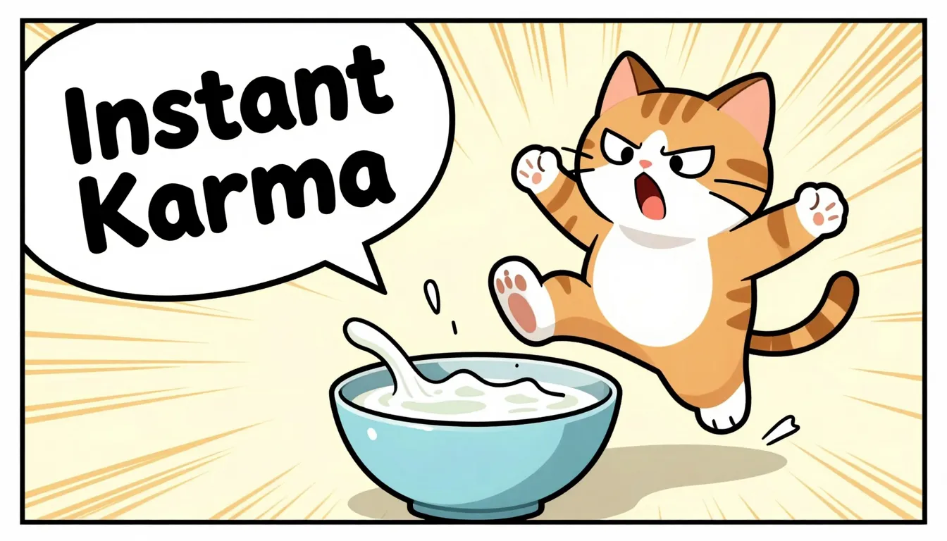 A funny comic strip panel, a smug arrogant cat trying to per...