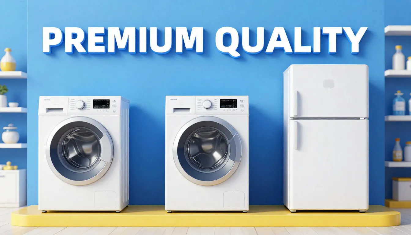 Infographic for home appliances store, showing a clean washi...