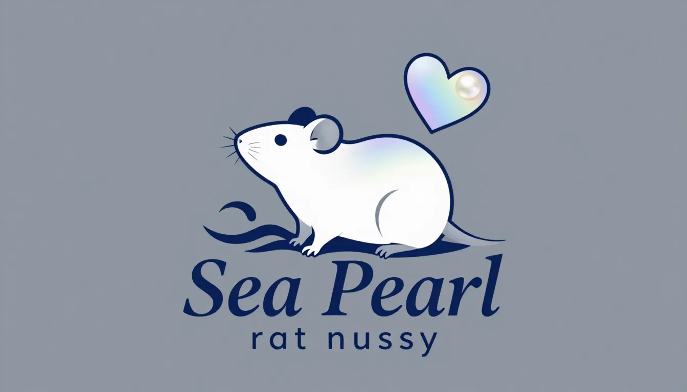 Elegant logo for 'Sea Pearl' rat nursery, a Dumbo rat silhou...