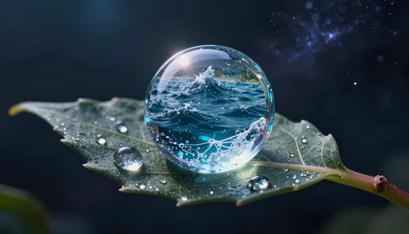 A surreal visual representation of a giant ocean contained w...