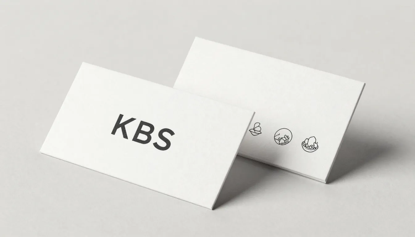 Minimalist business card design, front side with 'KBS' logo,...
