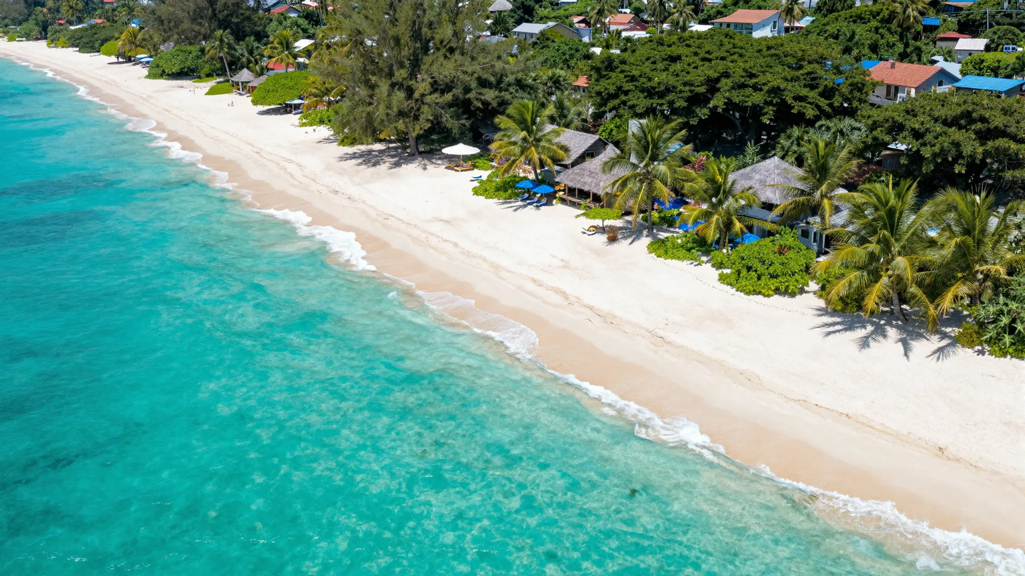 Stunning aerial view of a tropical beach with turquoise wate...