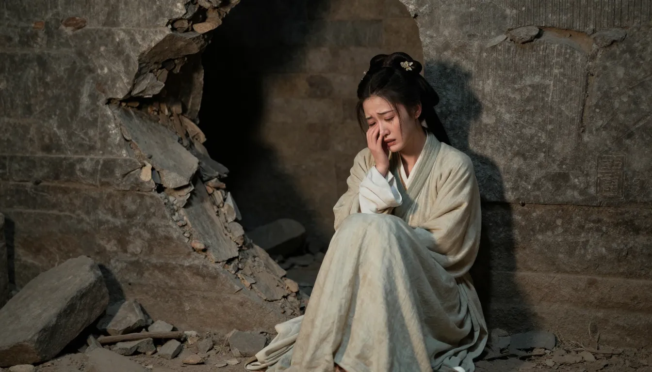 A dramatic illustration of a woman in ancient Chinese dress ...