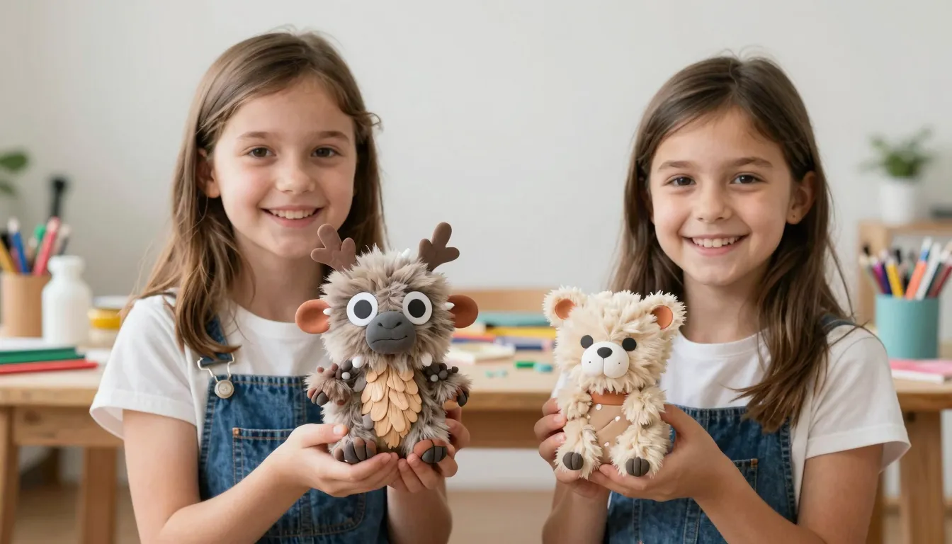 Two young girls, around 8-10 years old, happily showcasing t...