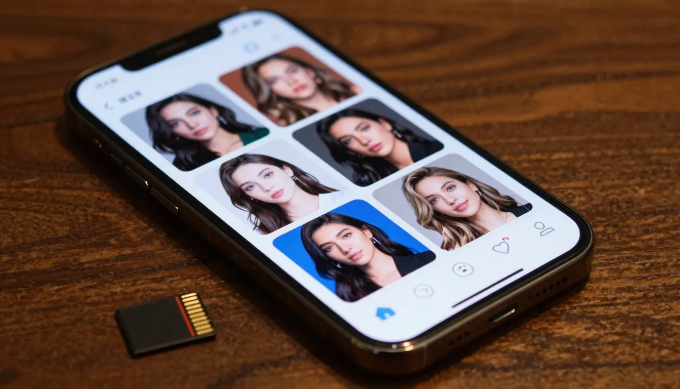 A close-up of a modern smartphone screen displaying a galler...