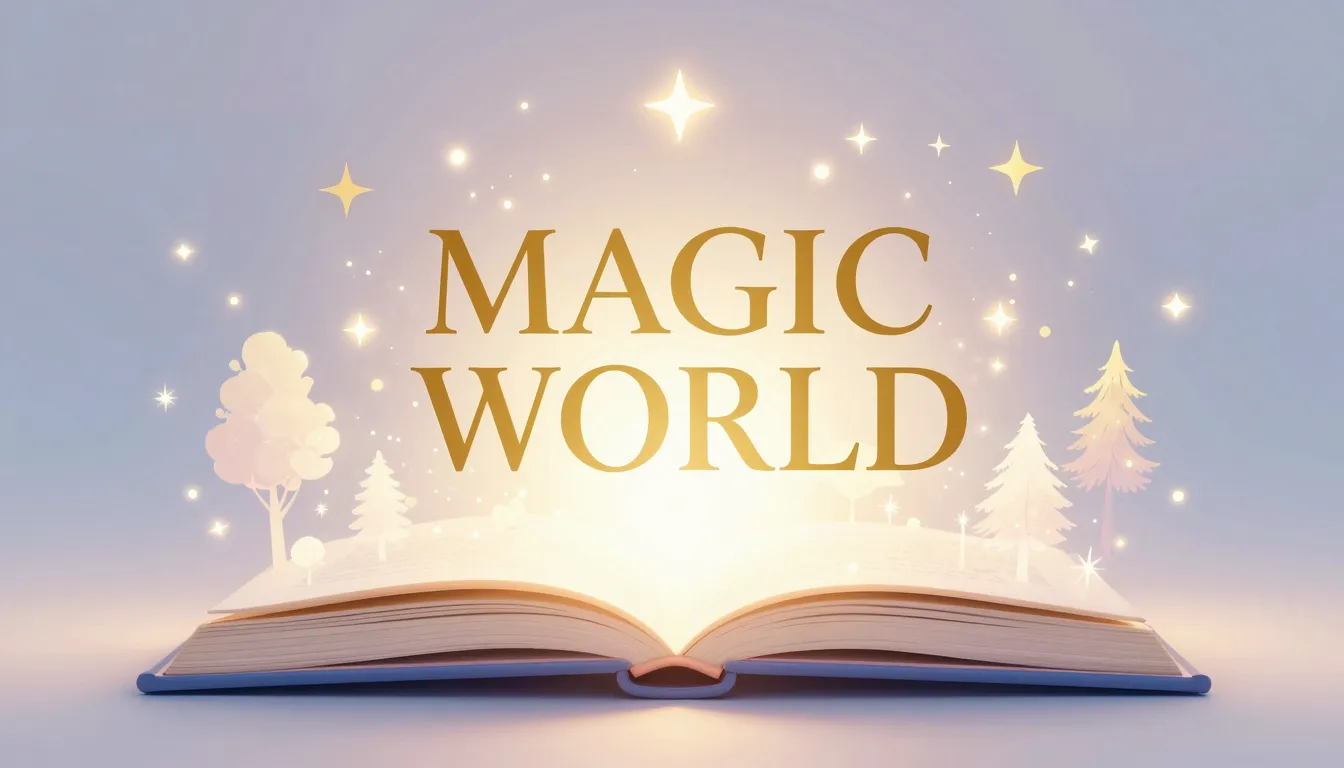 A beautiful children's book cover with the title 'MAGIC WORL...