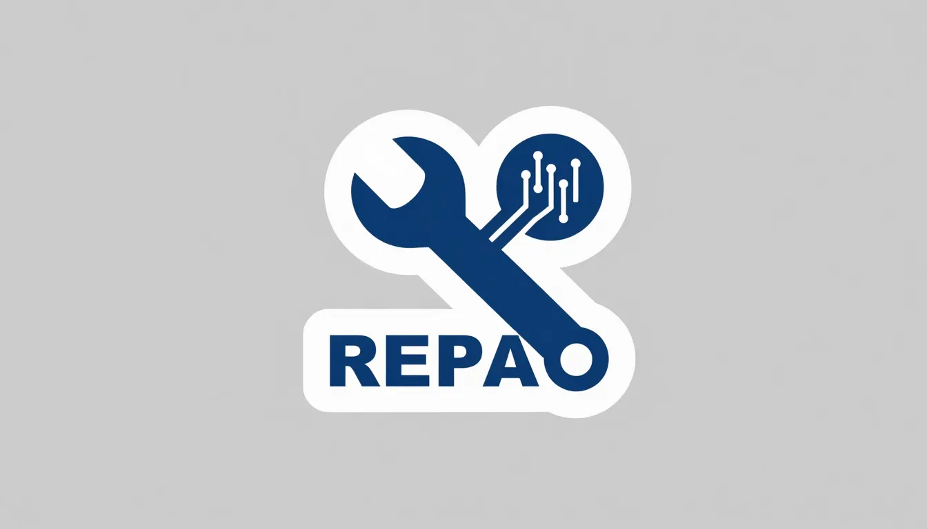 A minimalist and clean logo for a repair service featuring a...