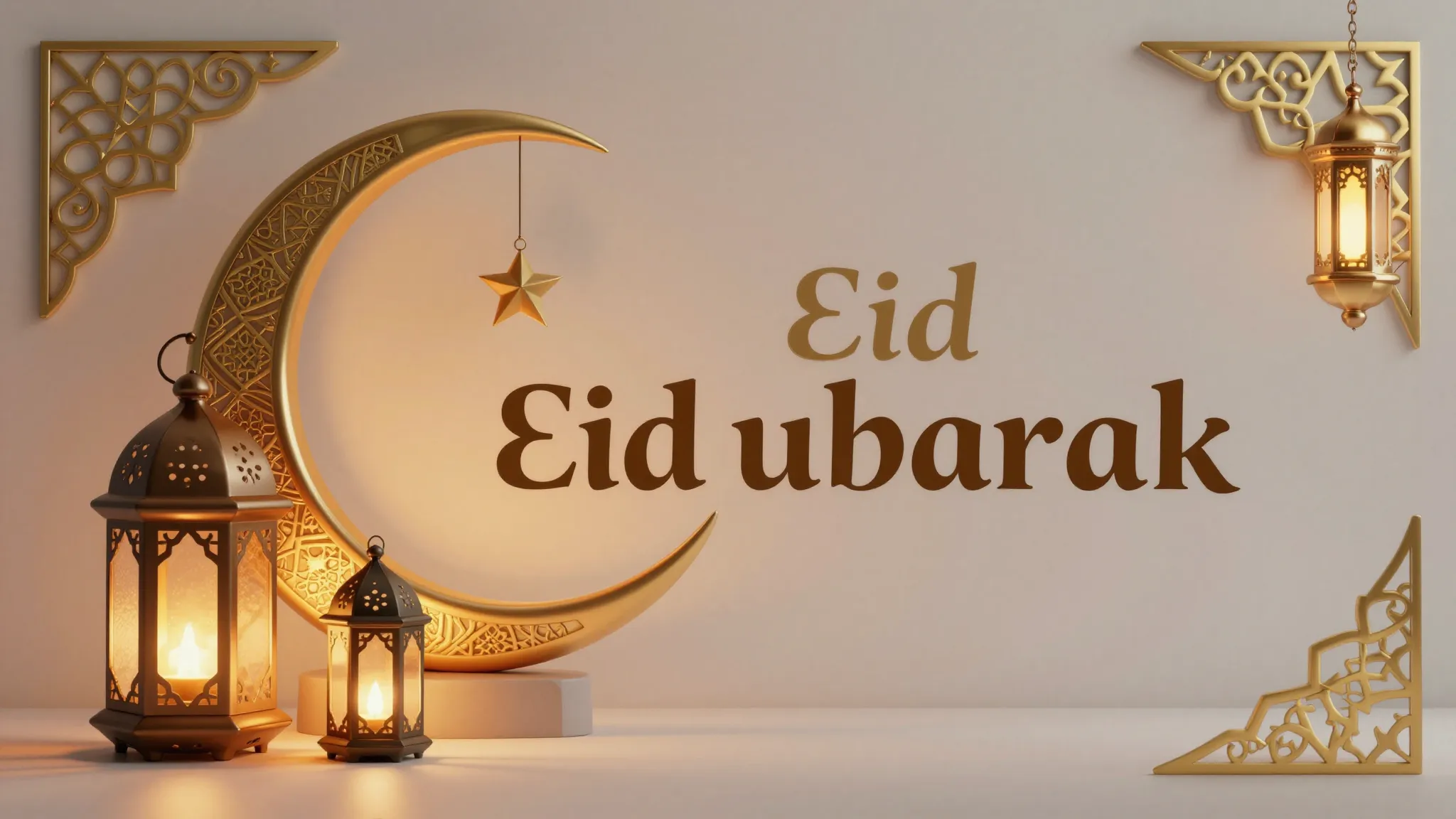 Elegant Eid Mubarak greeting card with Islamic patterns, cre...