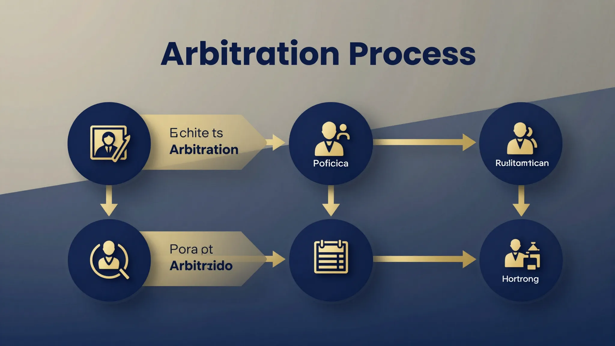 Modern infographic layout for 'Arbitration Process', 6 steps...