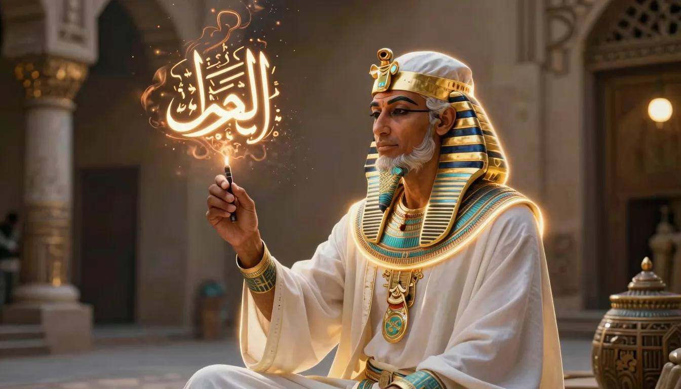 A mystical Egyptian street philosopher with a glowing aura, ...