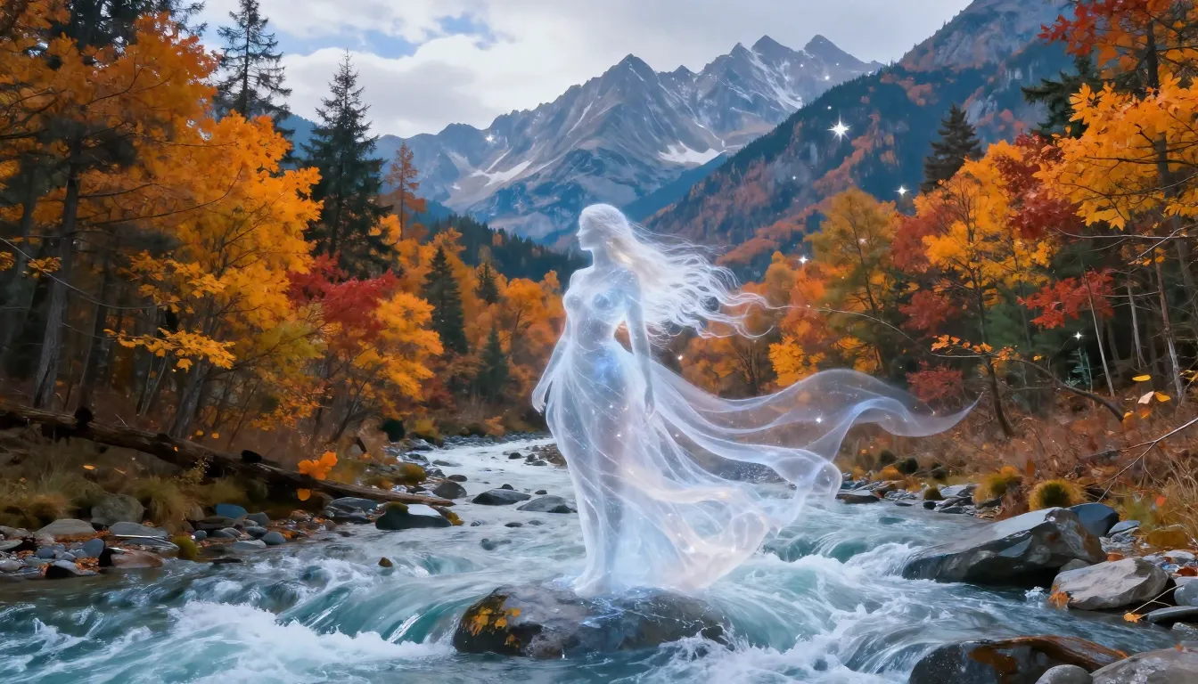 A magical landscape where four seasons and elements meet. A ...